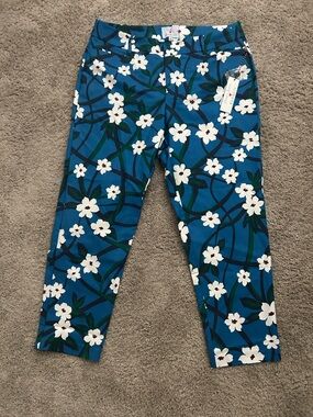 DraperJames x ELOQUII Women’s Size 12 Blue Floral Ankle Pants Flat Front pockets